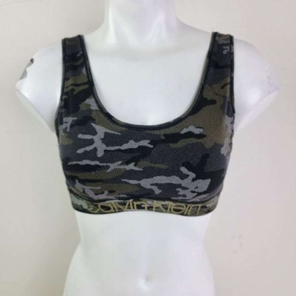 Calvin Klein sports bra camo green size small